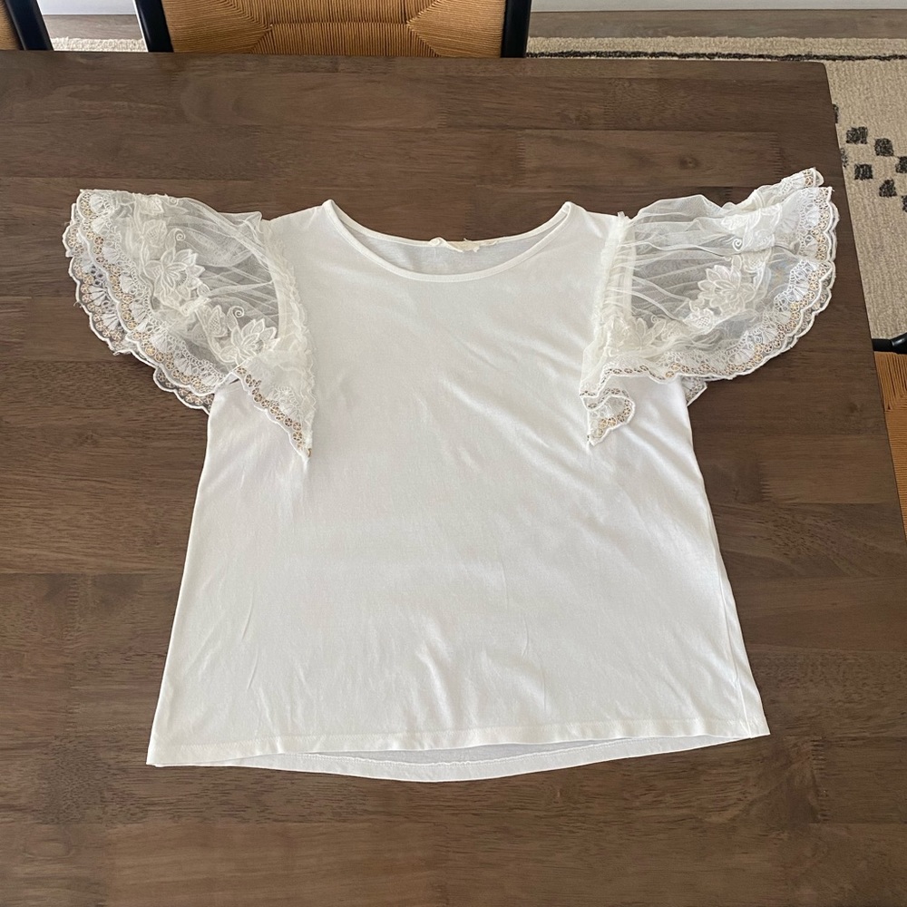 Anthropologie Forever That Girl Lace-Sleeve Tee